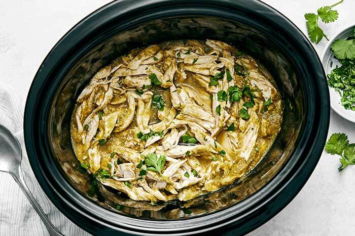 Salsa verde slow cooker chicken.