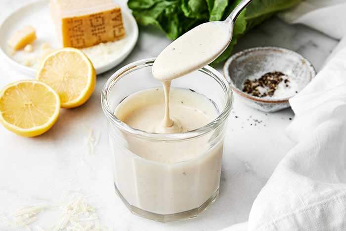 A spoonful of Caesar dressing.