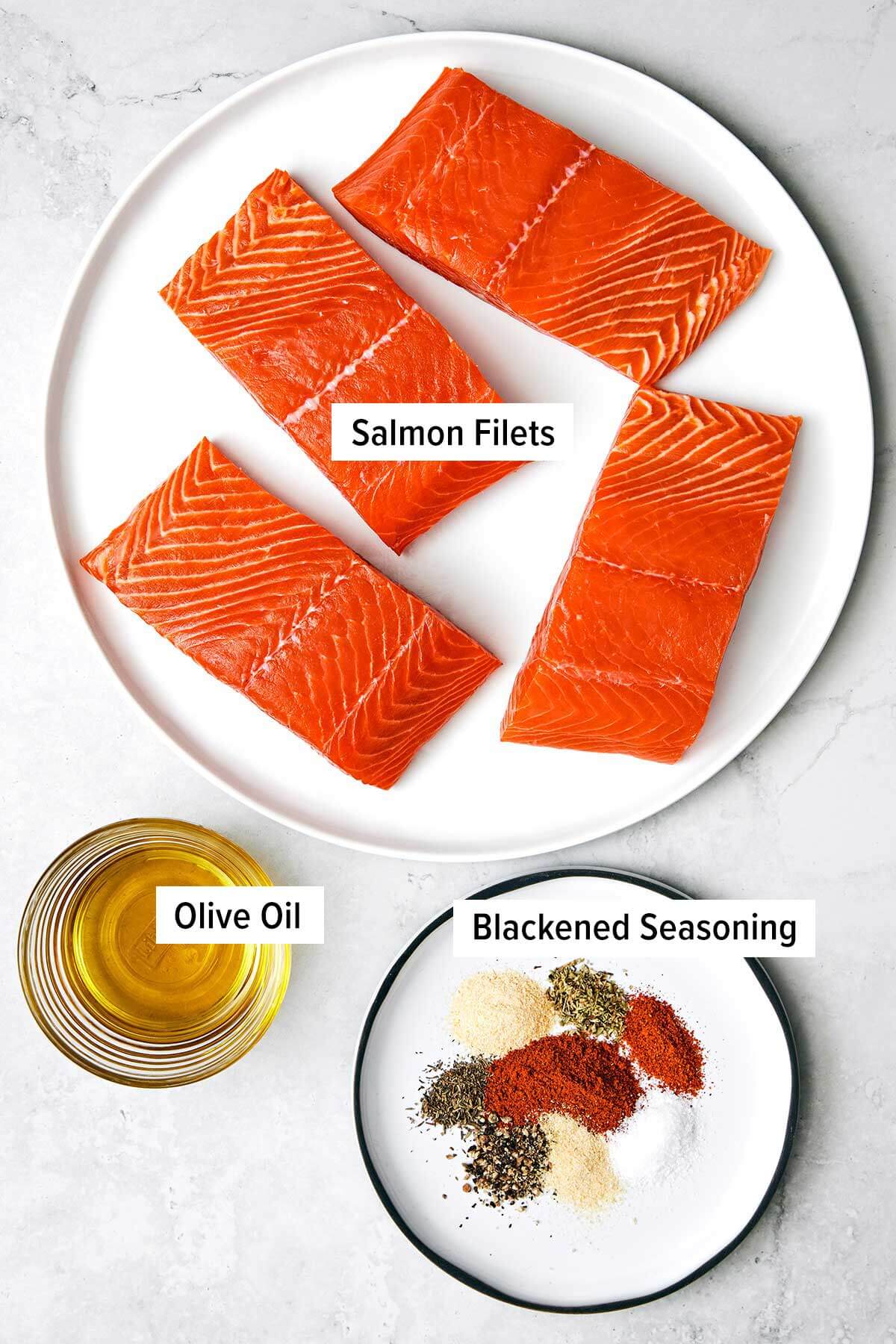 Ingredients for blackened salmon.