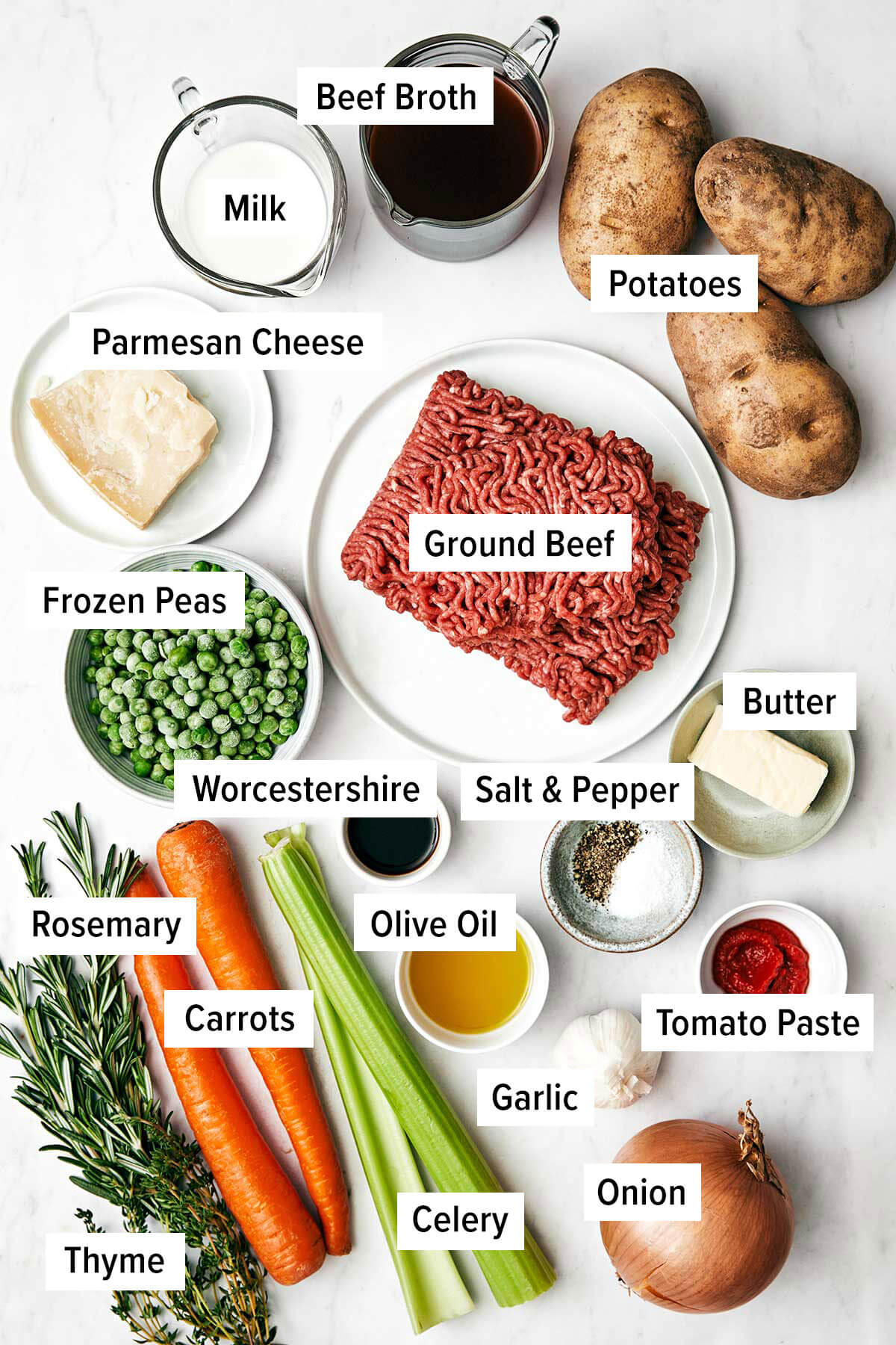 Ingredients for cottage pie.