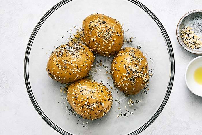 Potatoes with everything bagel seasoning.