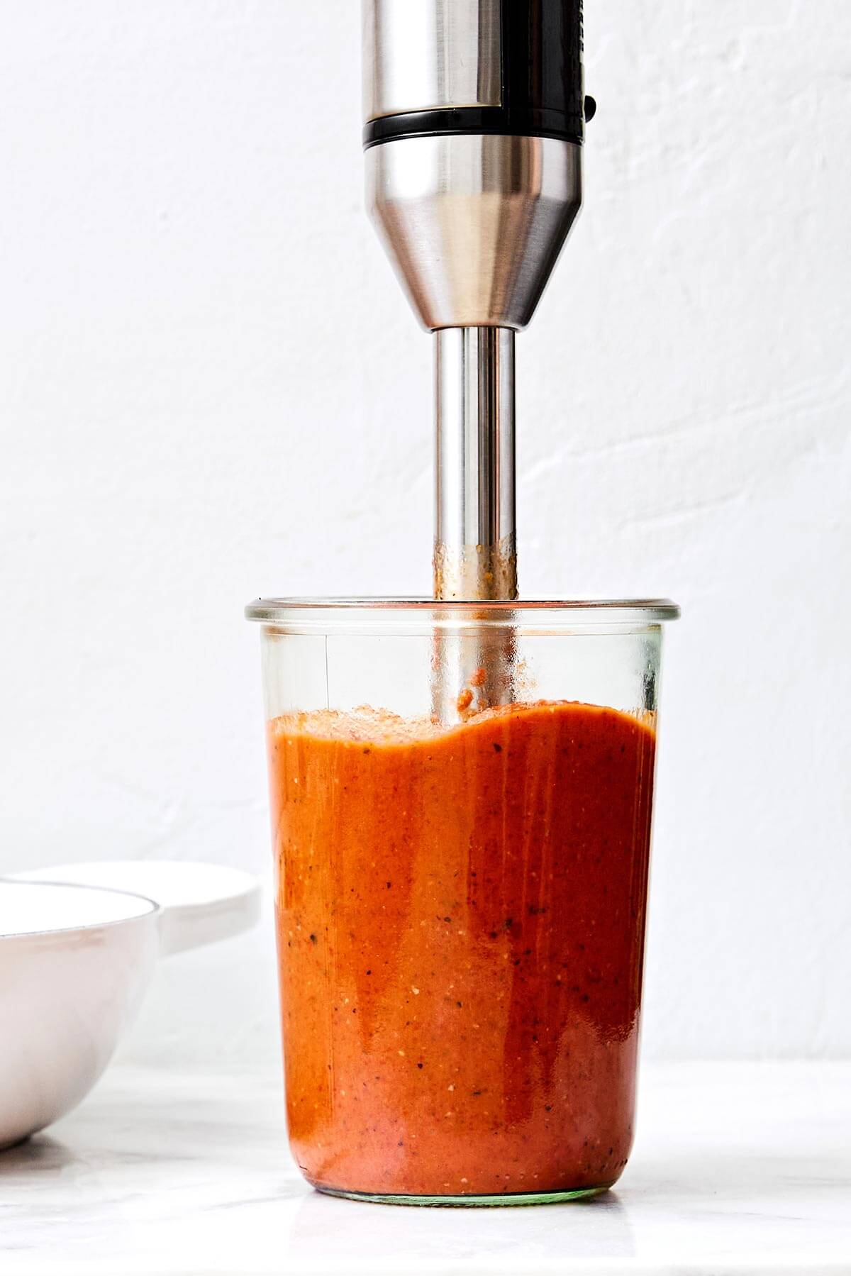 Blending sauce for ratatouille.