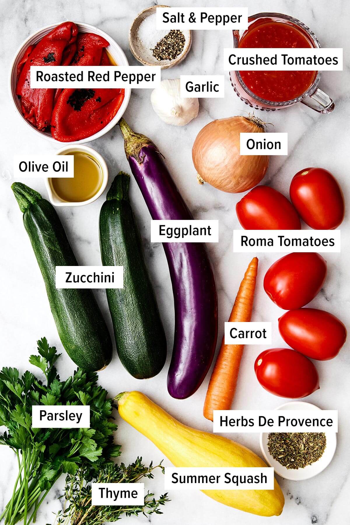 Ingredients for ratatouille.