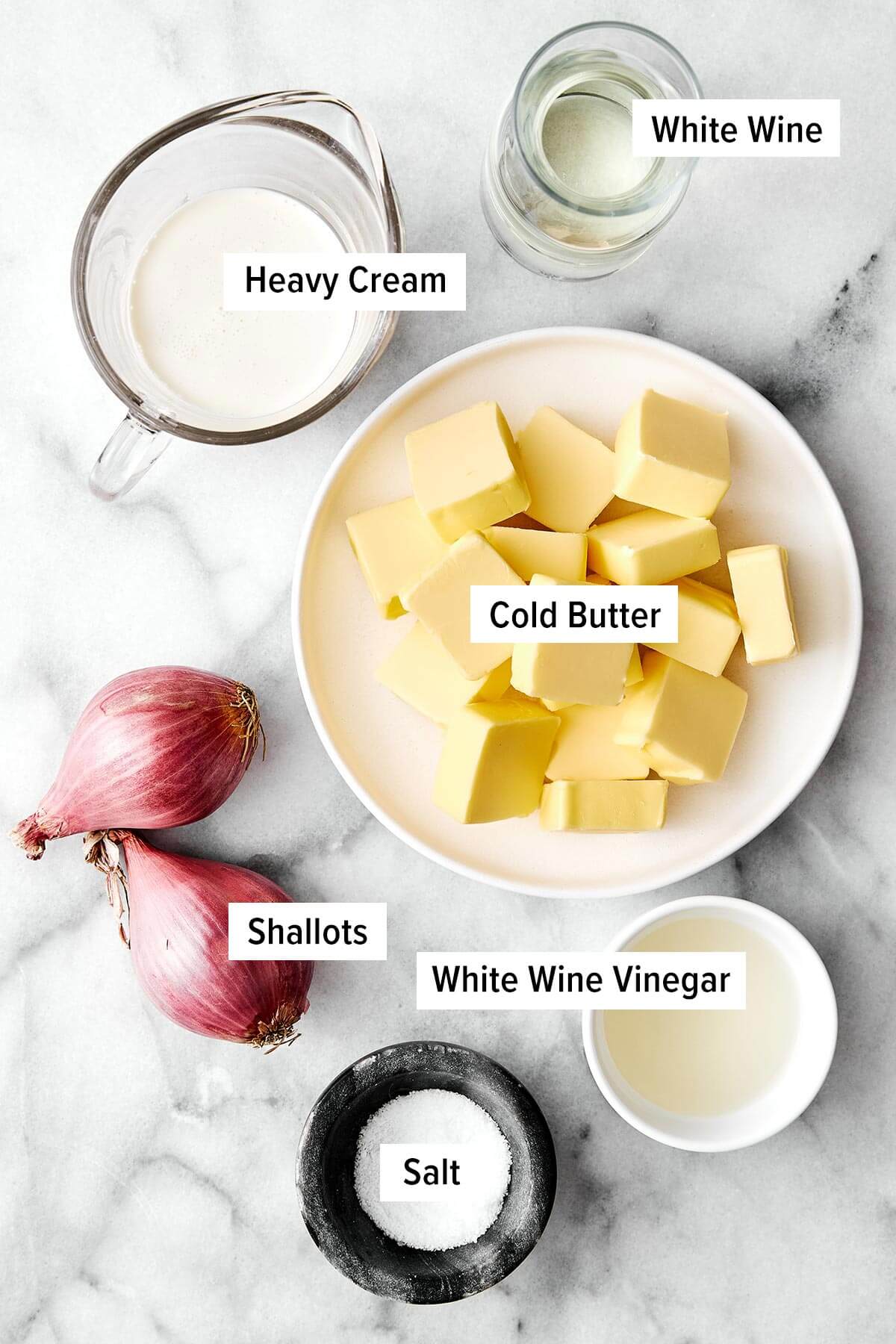 Ingredients for beurre blanc.