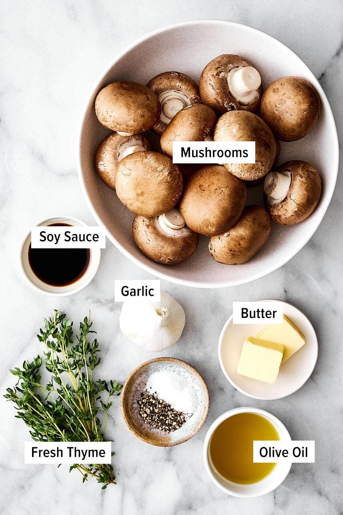 Sautéed mushrooms are the simplest way to add a buttery umami flavor to any meal — especially with steak, burgers, and more! Ingredients for sauteed mushrooms.