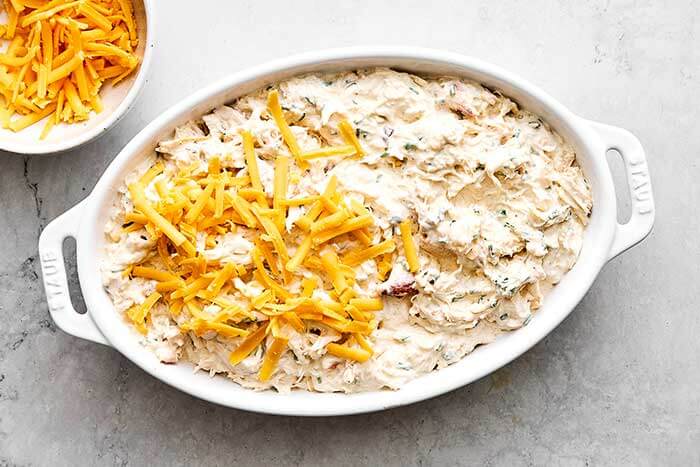 Making a crab dip.