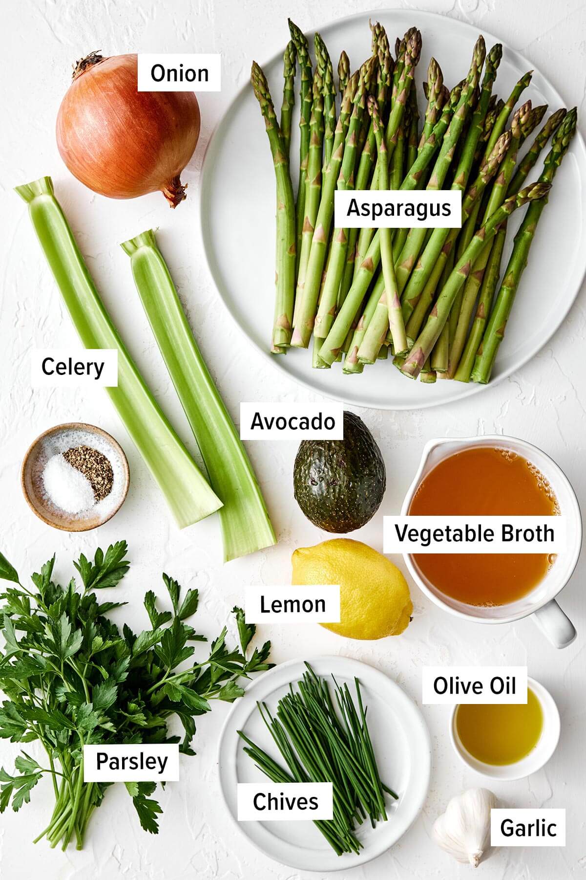 Ingredients for asparagus soup.