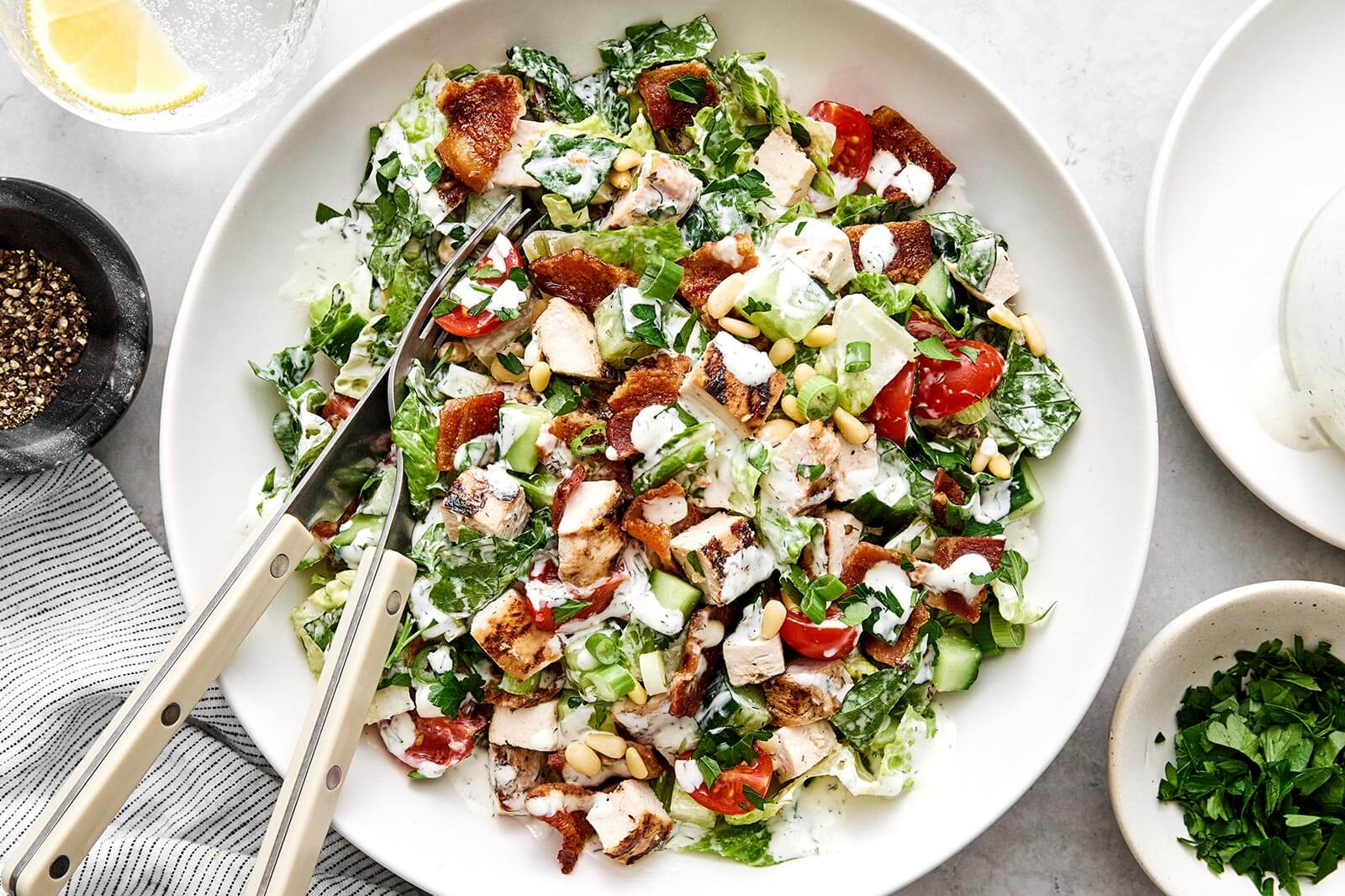 Chicken Bacon Ranch Chopped Salad | Downshiftology