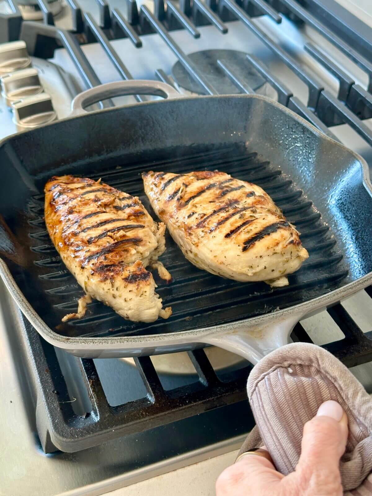 Recipe testing the grilled chicken recipe.