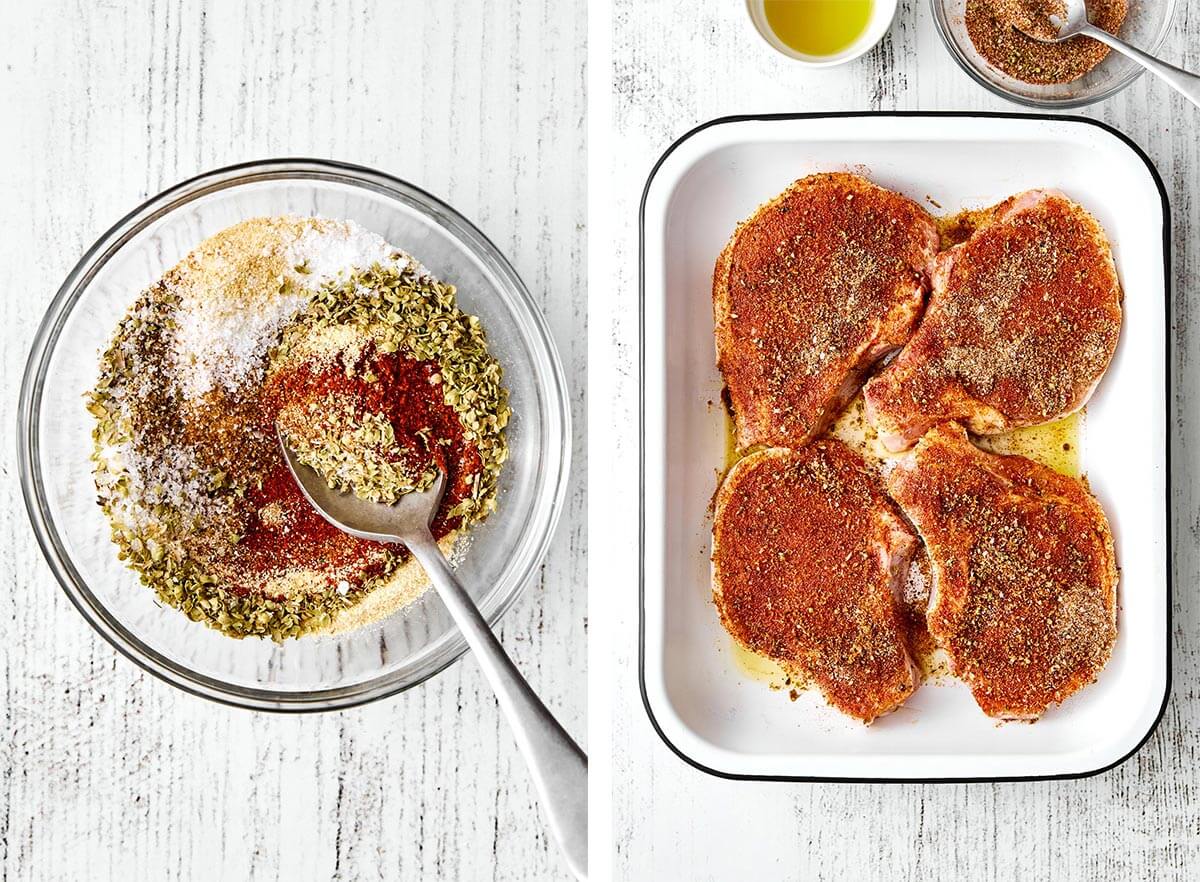 These baked pork chops are the best dinner made in less than 30 minutes! They're tender and juicy, with a smoky-sweet caramelized flavor. Seasoning pork chops.