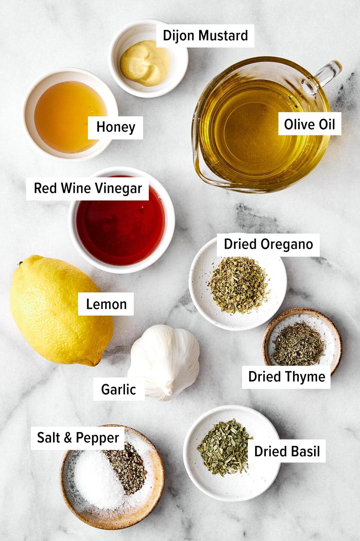 Ingredients for Italian dressing.