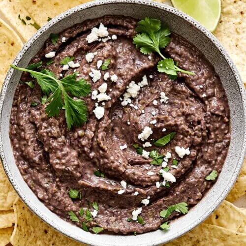 A bowl of the best black bean dip recipe.