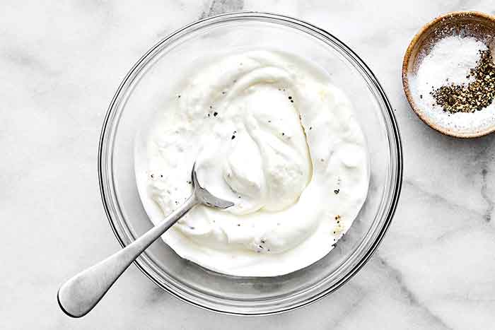 Yogurt in a bowl.
