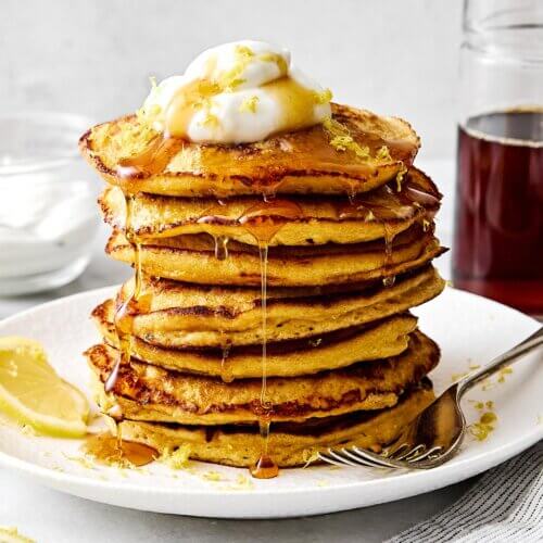 Lemon ricotta protein pancakes recipe.