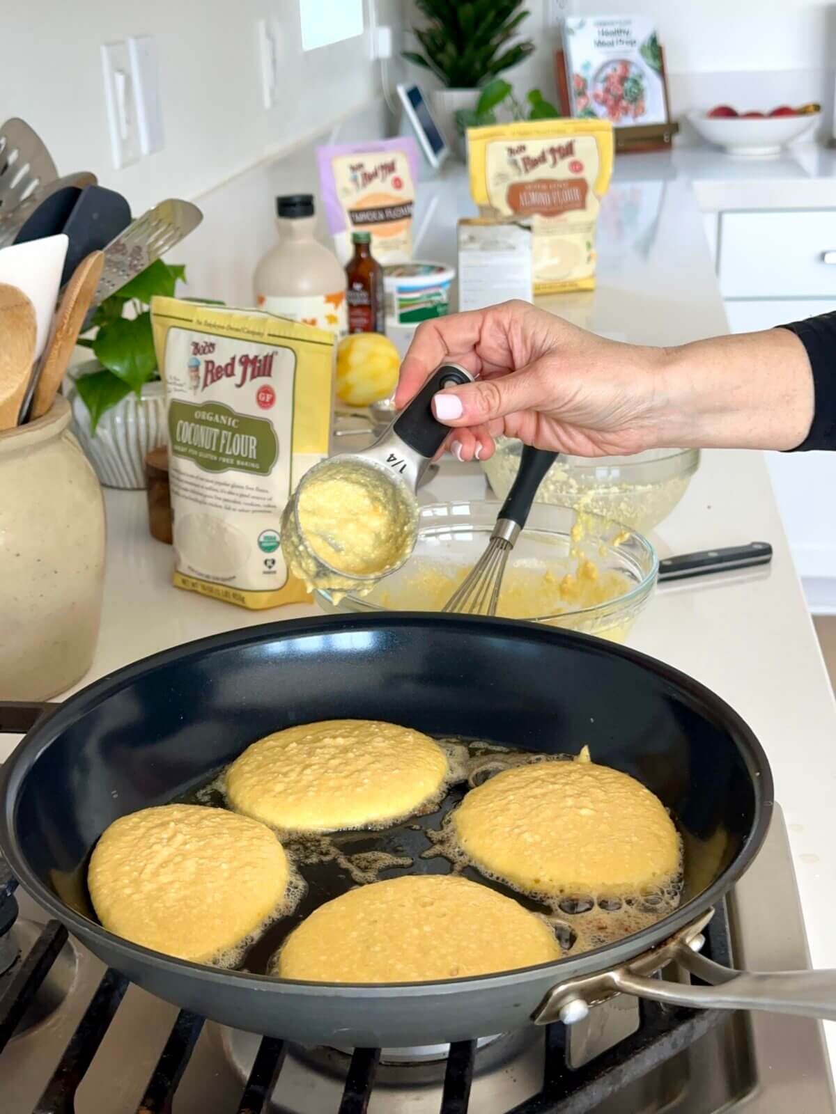 Recipe testing the lemon ricotta protein pancakes