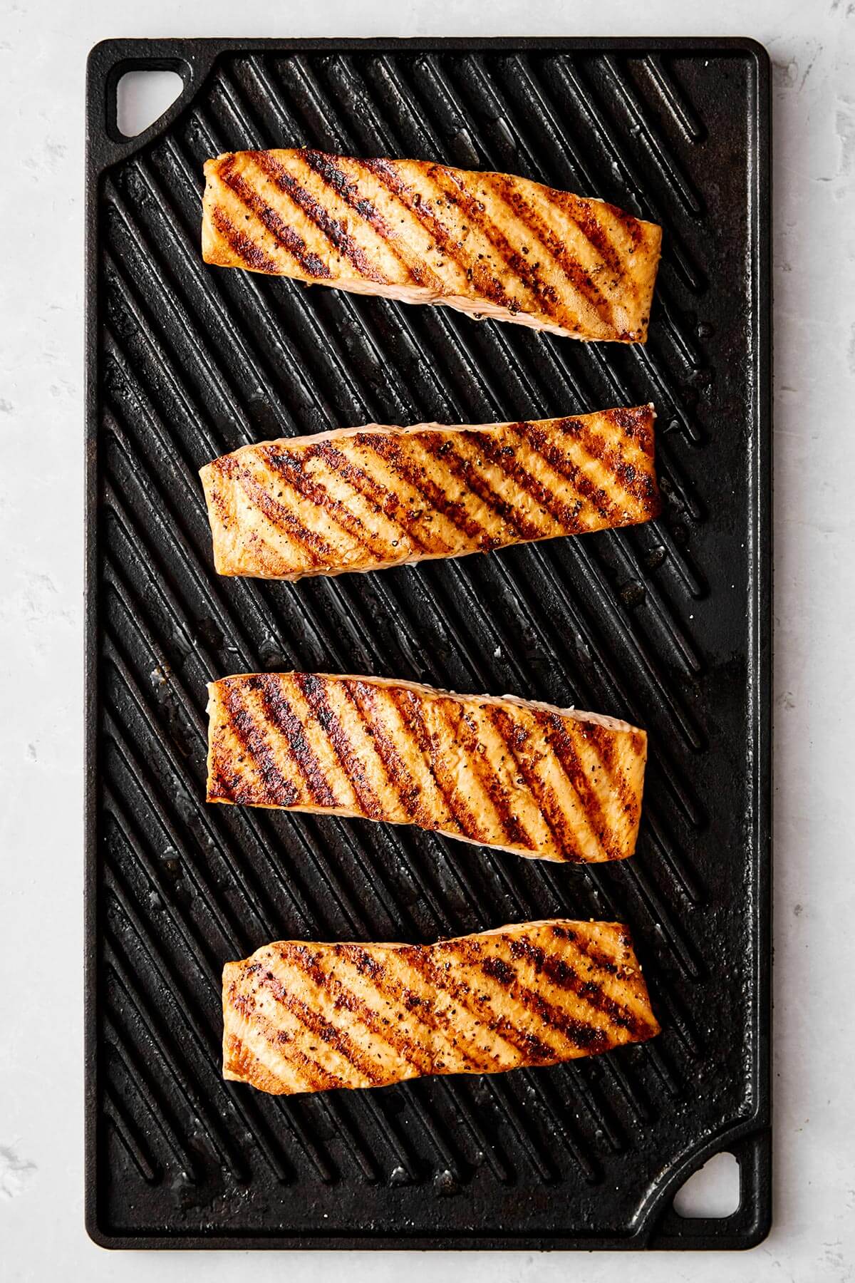 Grilled salmon fillets.