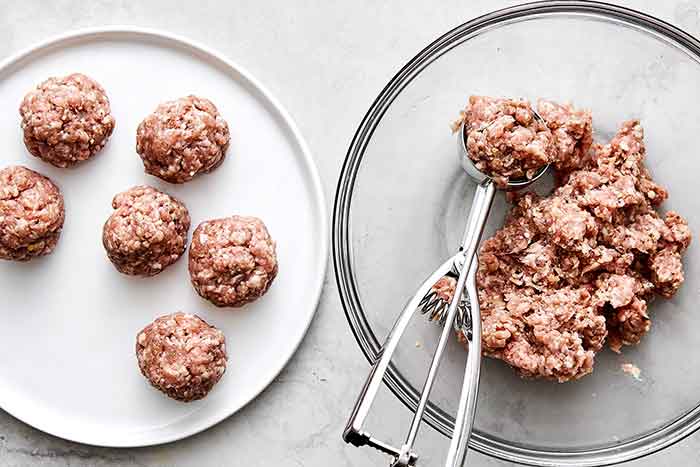 Creating sausage patties.