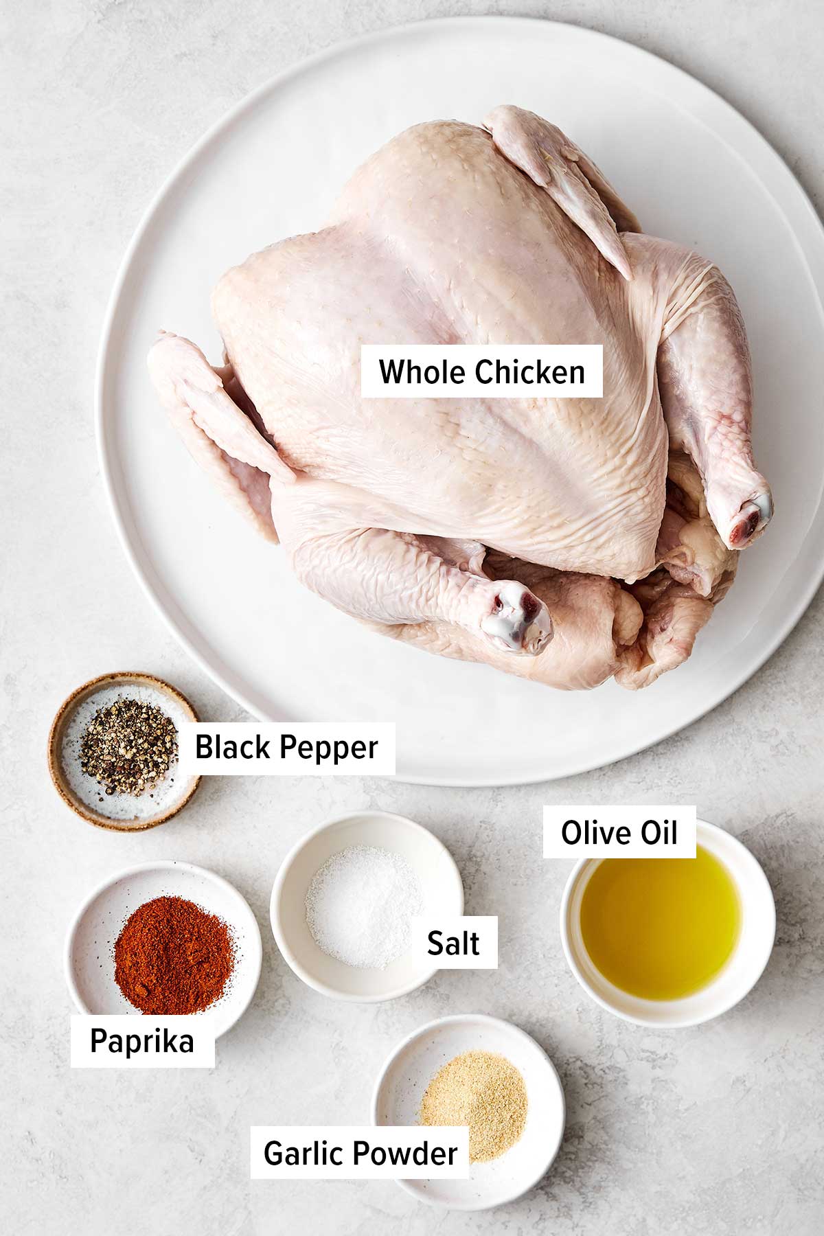 Ingredients for air fryer whole chicken.