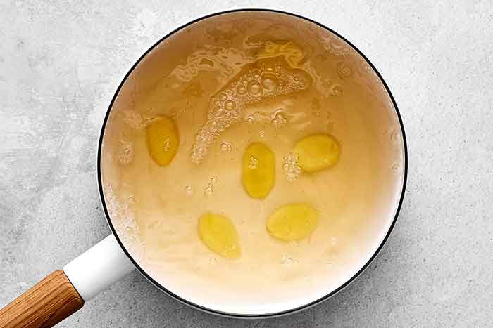 Boiled ginger tea in a pot.