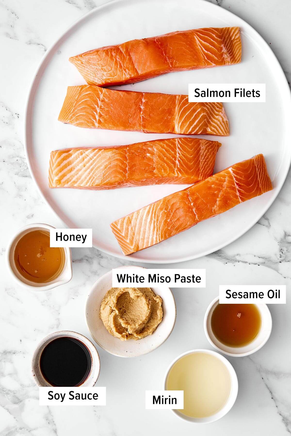 You'll crave this miso salmon time and again! It's incredibly simple, packed with umami flavor, and broiled to perfection in 7 minutes! Ingredients for miso salmon.