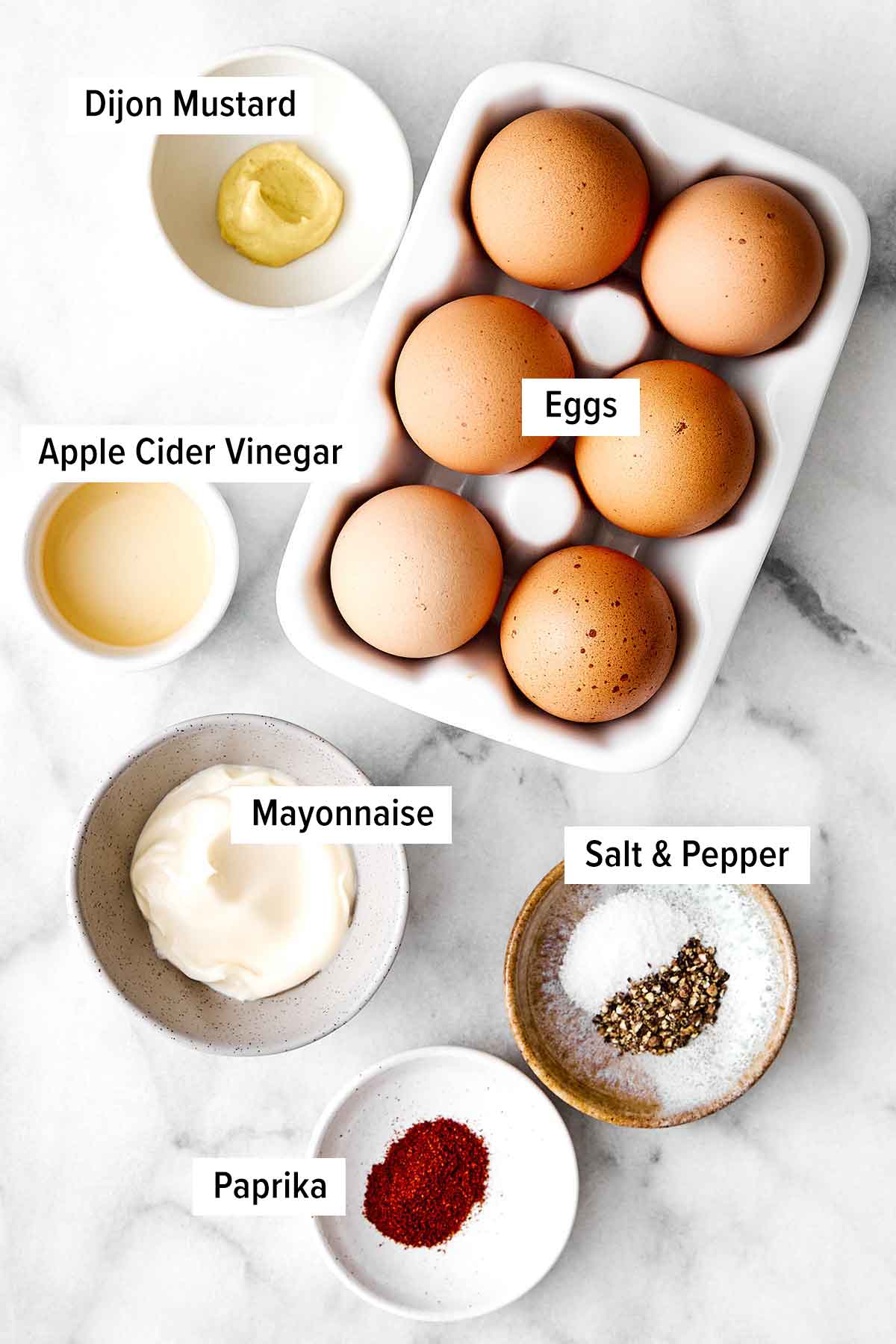 Deviled eggs ingredients.