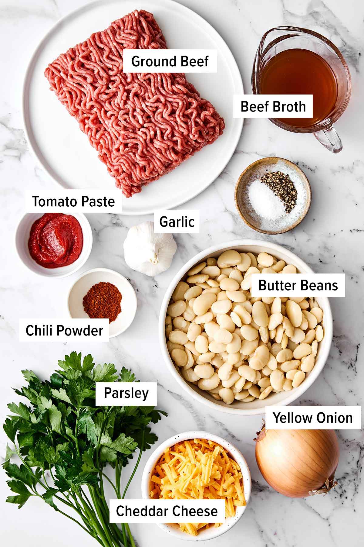 Ingredients for homemade hamburger helper.