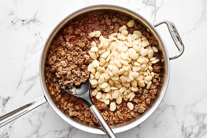 Butter beans and ground beef.