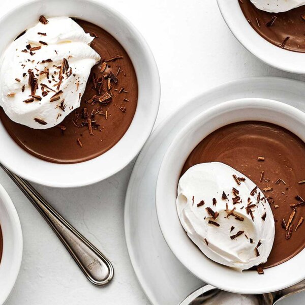 Christmas desserts featuring a chocolate pots de creme.