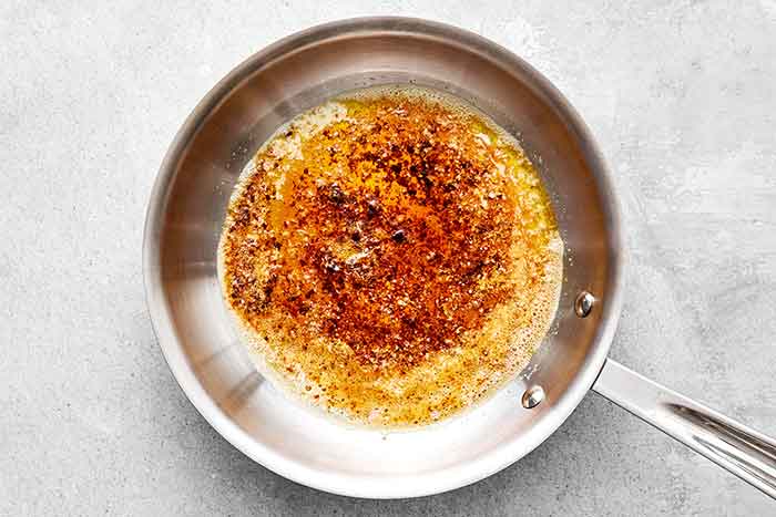 Step five of red lentil soup: make the butter sauce.
