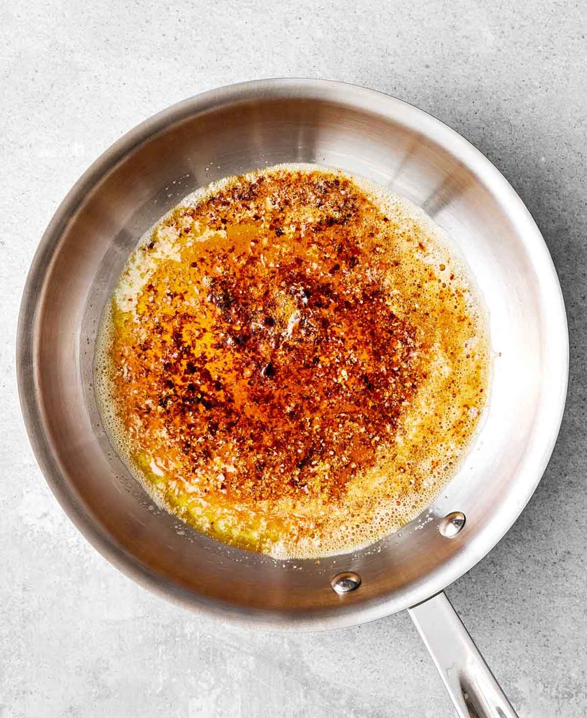 Step five of red lentil soup: make the butter sauce.