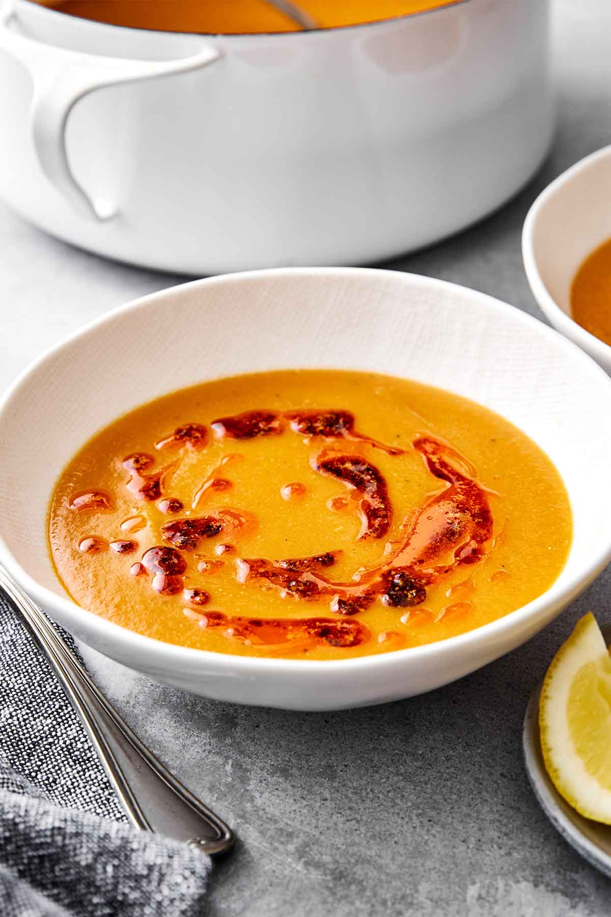 Red lentil soup with lemon.