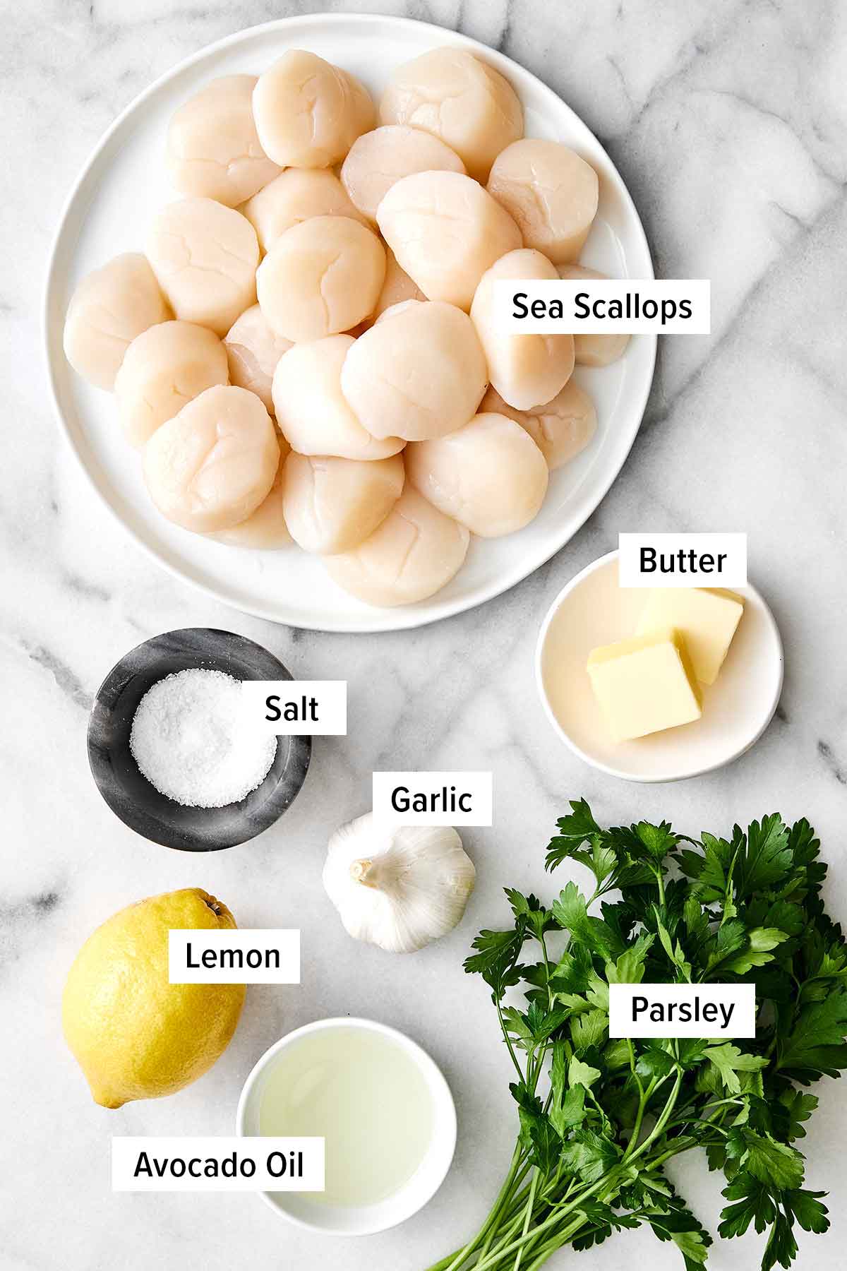 Lemon garlic butter scallops ingredients.