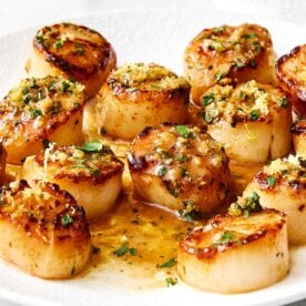 Pan seared scallops with butter sauce.