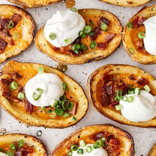 Baked potato skins recipe.
