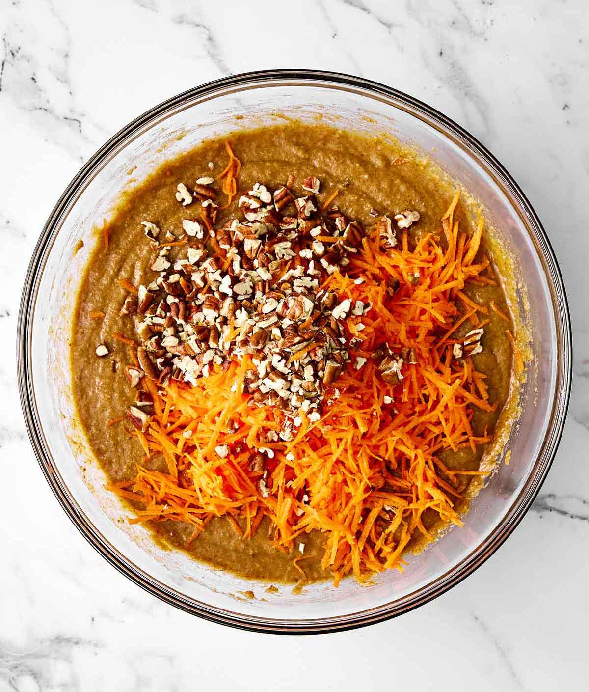 Step two of gluten-free carrot cake: make the batter.