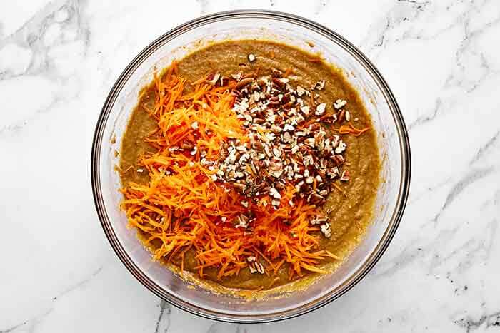 Step two of gluten-free carrot cake: make the batter.