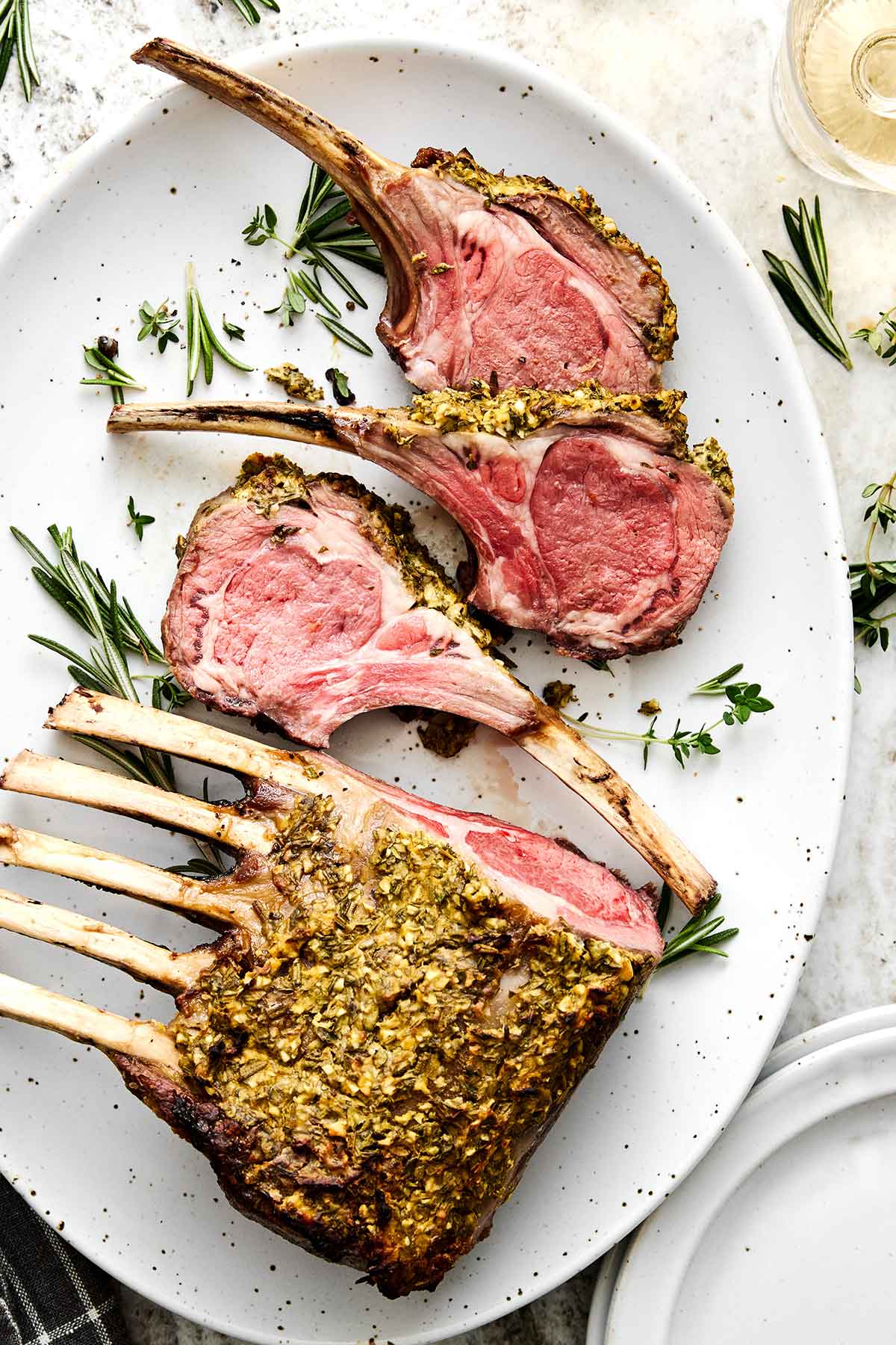 Rack of lamb with Dijon herb crust.