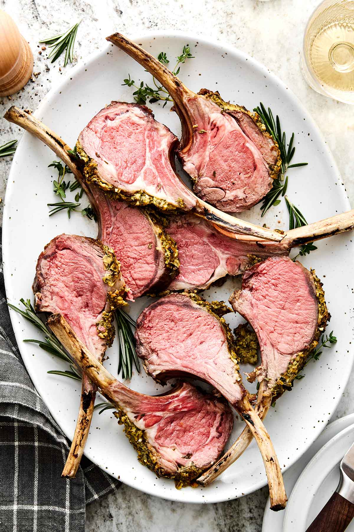 Roasted rack of lamb.