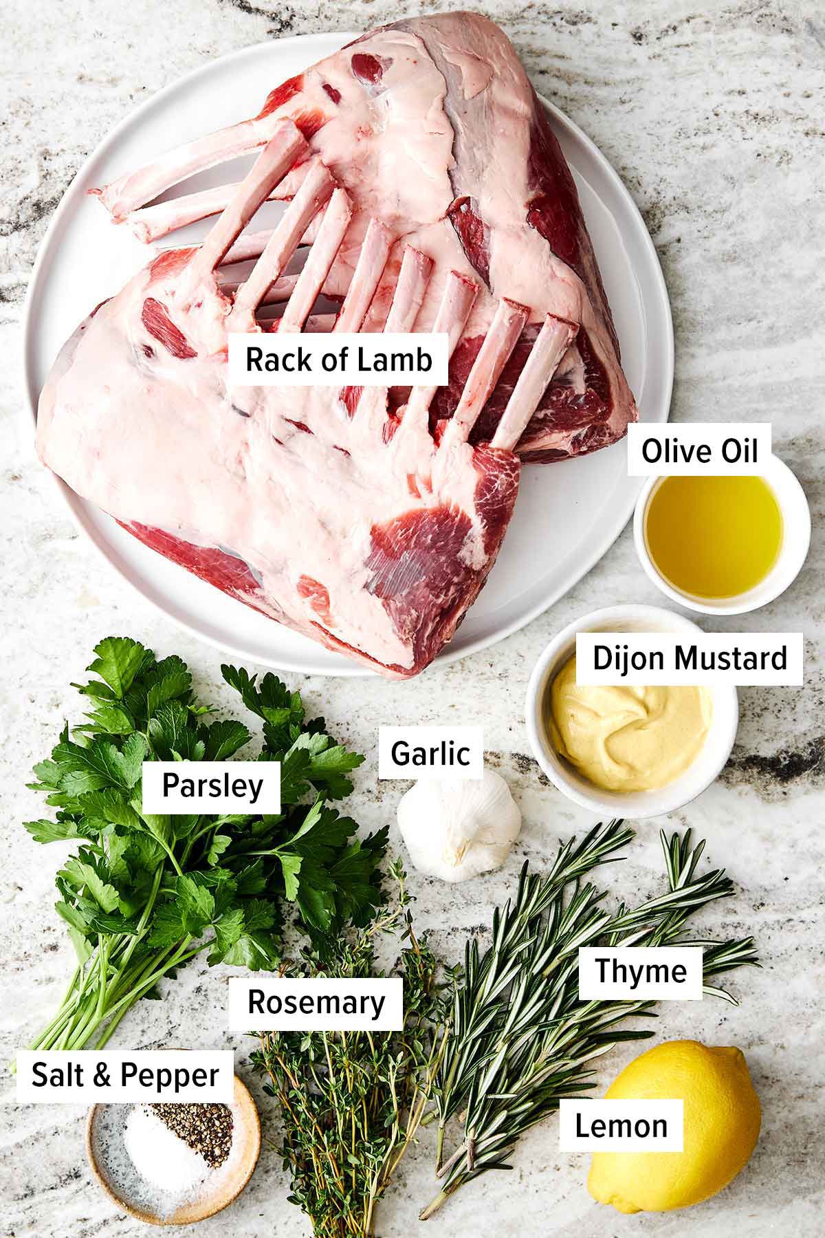 Ingredients for rack of lamb.