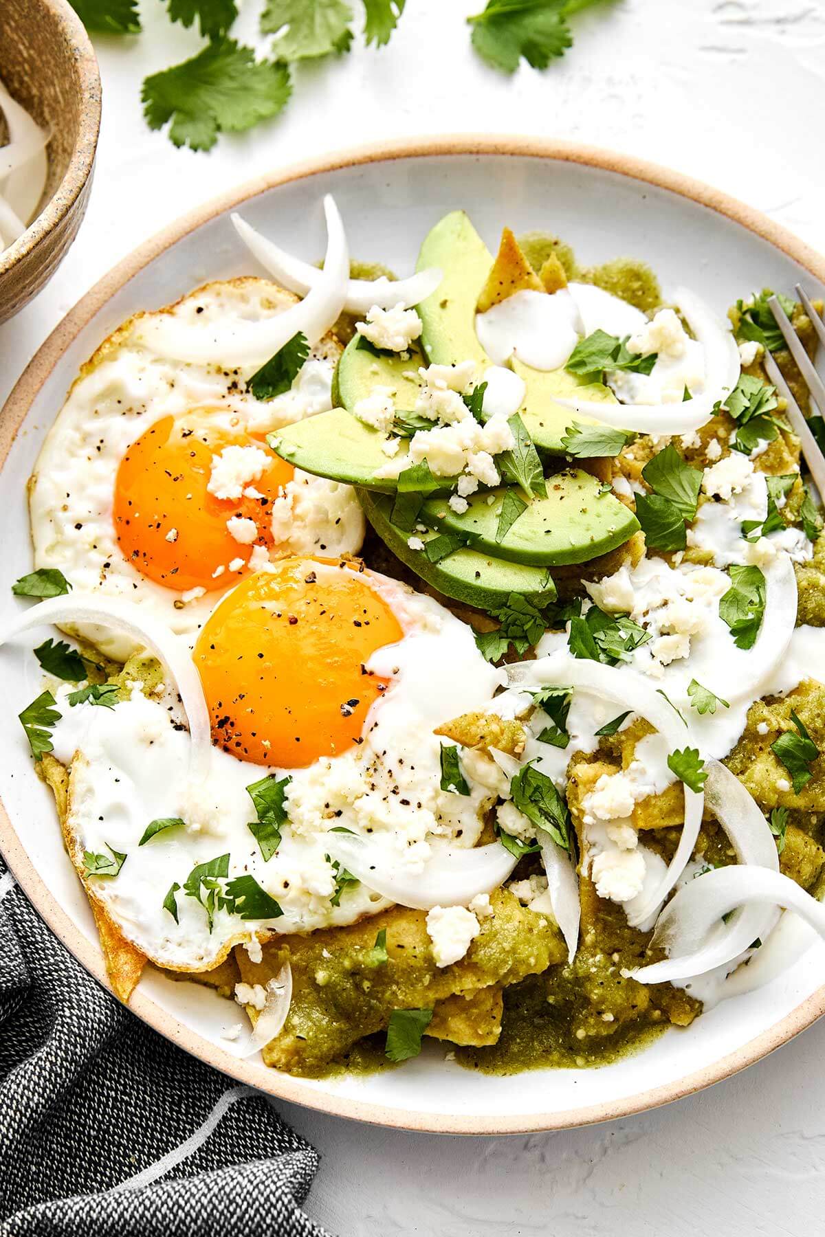 Chilaquiles in a bowl.