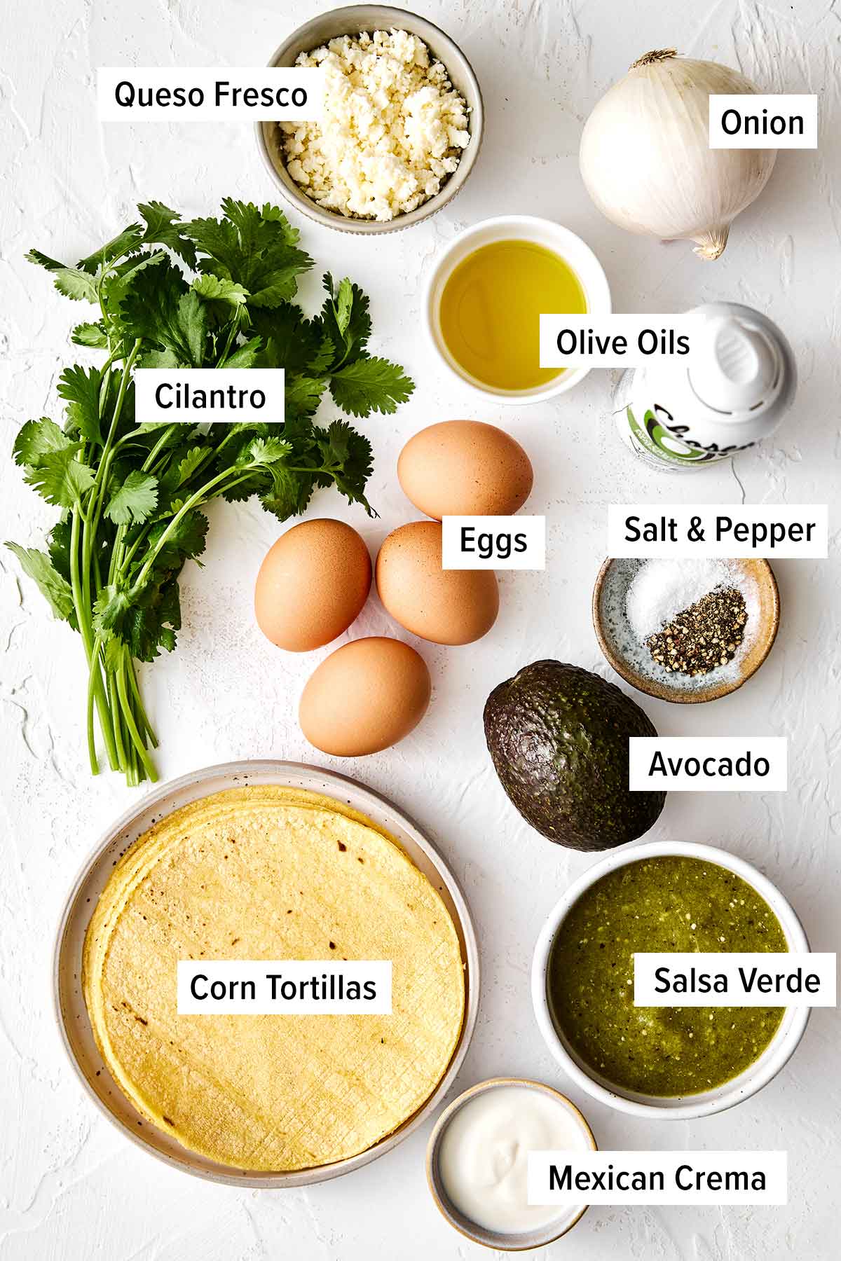 Chilaquiles ingredients.
