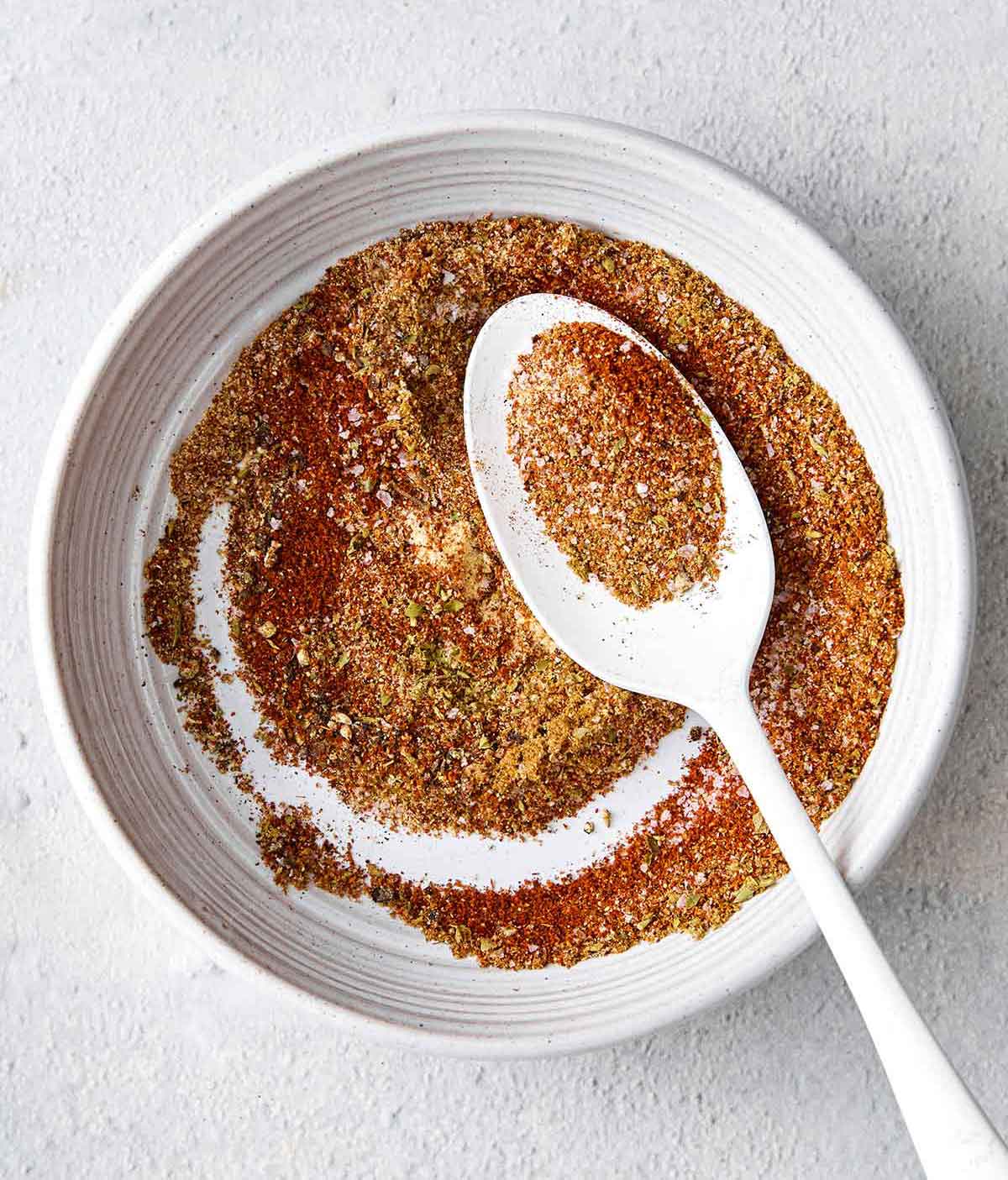 Step one of sheet pan chicken fajitas: make seasoning.