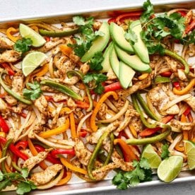 Sheet pan chicken fajitas recipe.