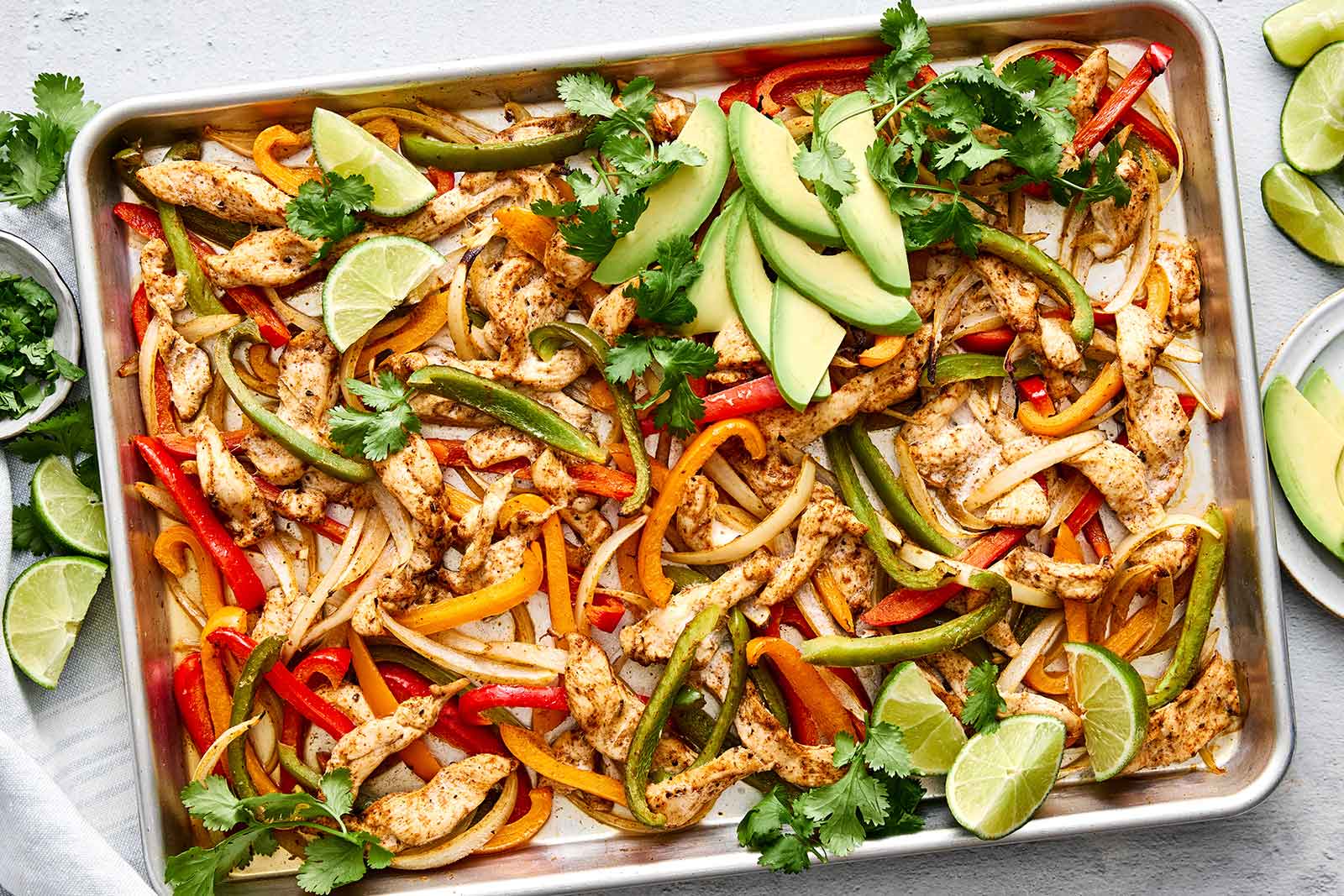 Sheet pan chicken fajitas recipe.