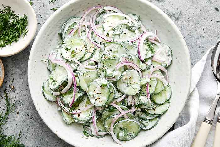 How to make creamy cucumber salad.