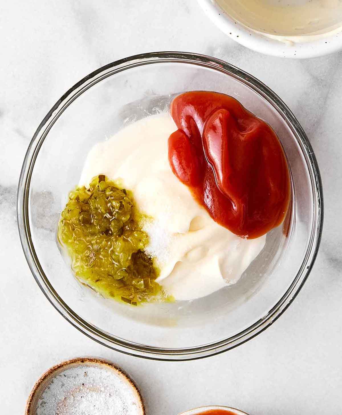 In-N-Out sauce ingredients in a bowl.
