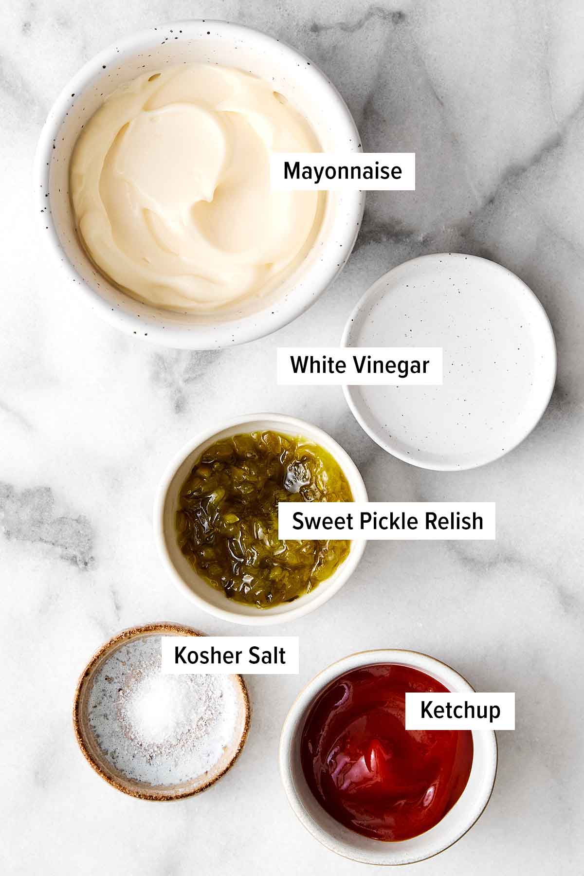 Ingredients for an In-N-Out copycat sauce.