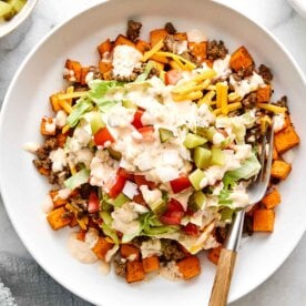 Sweet potato burger bowl recipe.