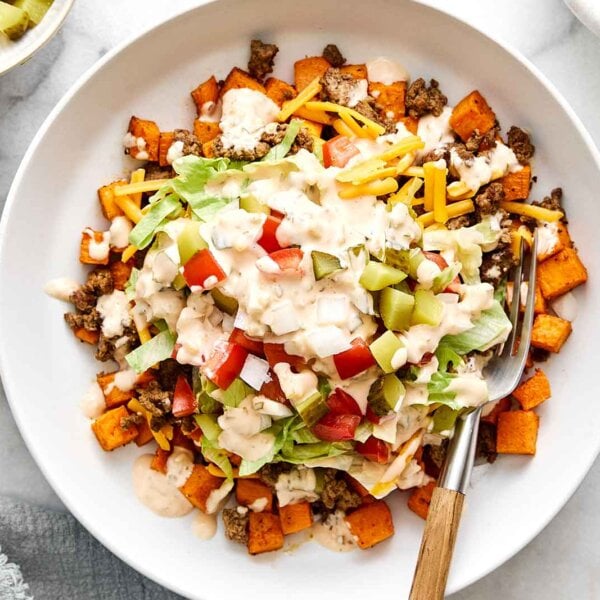 Sweet potato burger bowl recipe.