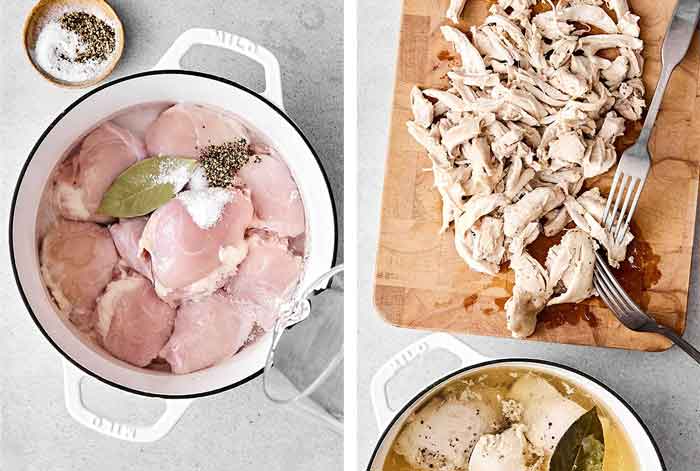 Shredded chicken for chicken tinga.